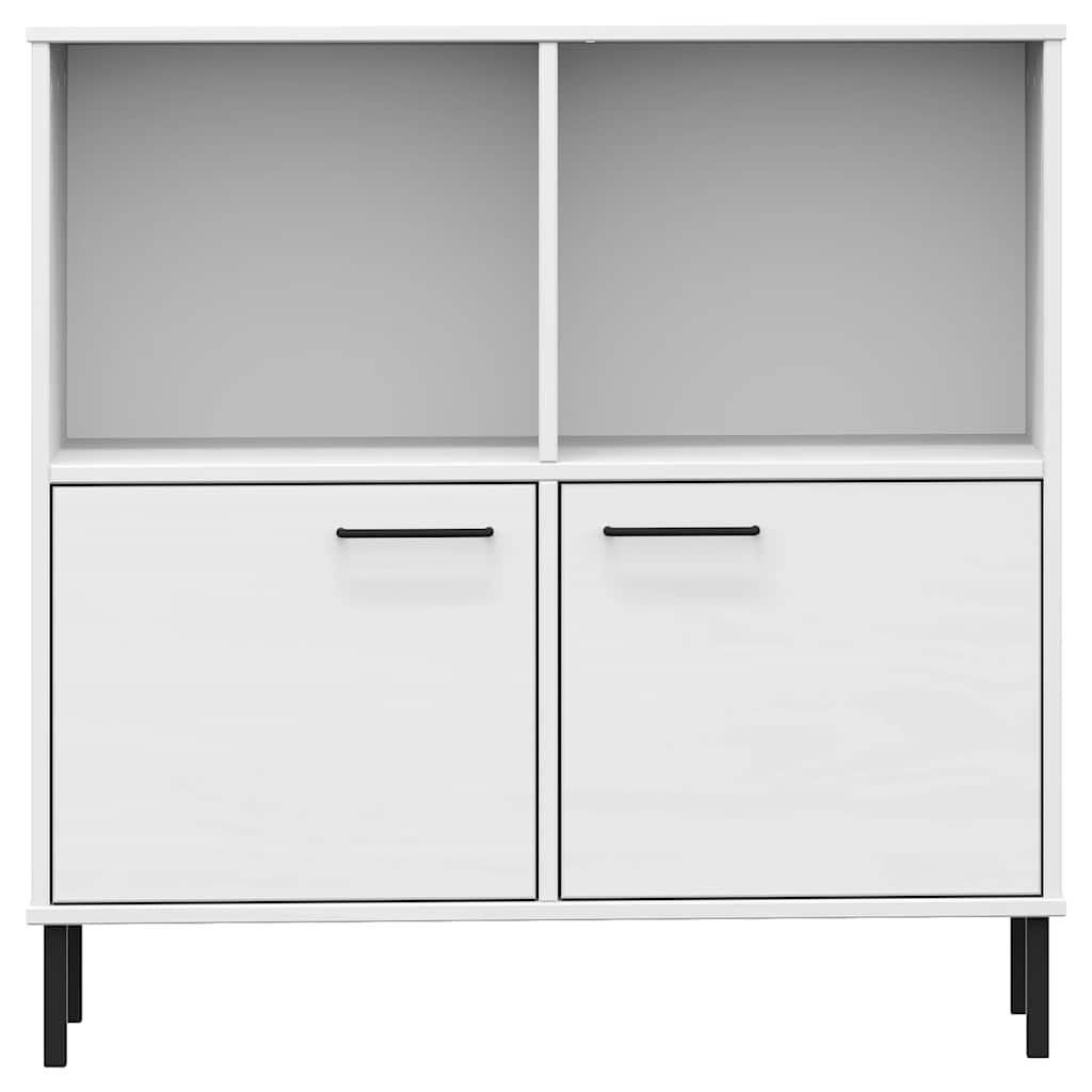 Βιβλιοθήκη OSLO Λευκή 90x35x90,5 εκ. Μασίφ Ξύλο με Μετ. Πόδια - Pakobazaar