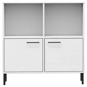 Βιβλιοθήκη OSLO Λευκή 90x35x90,5 εκ. Μασίφ Ξύλο με Μετ. Πόδια - Pakobazaar