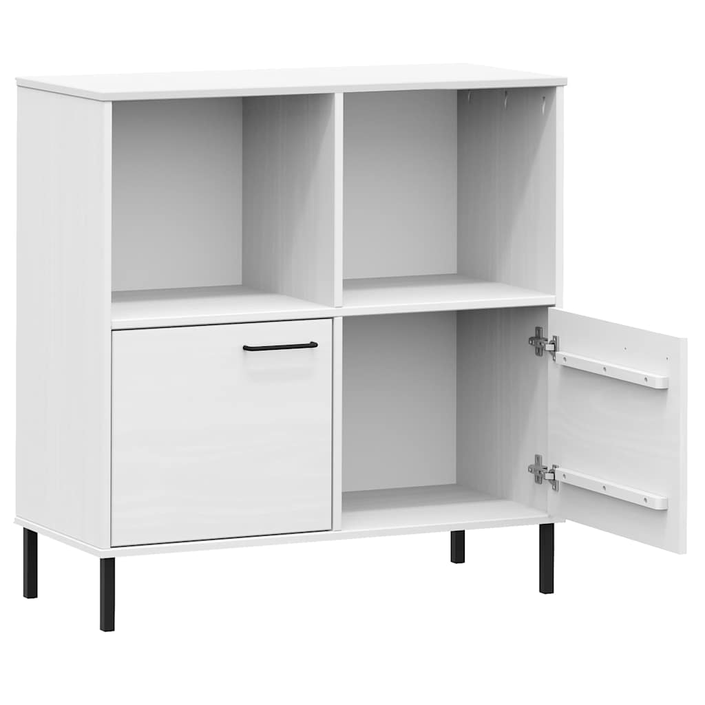 Βιβλιοθήκη OSLO Λευκή 90x35x90,5 εκ. Μασίφ Ξύλο με Μετ. Πόδια - Pakobazaar