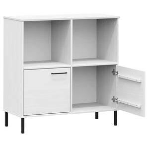 Βιβλιοθήκη OSLO Λευκή 90x35x90,5 εκ. Μασίφ Ξύλο με Μετ. Πόδια - Pakobazaar