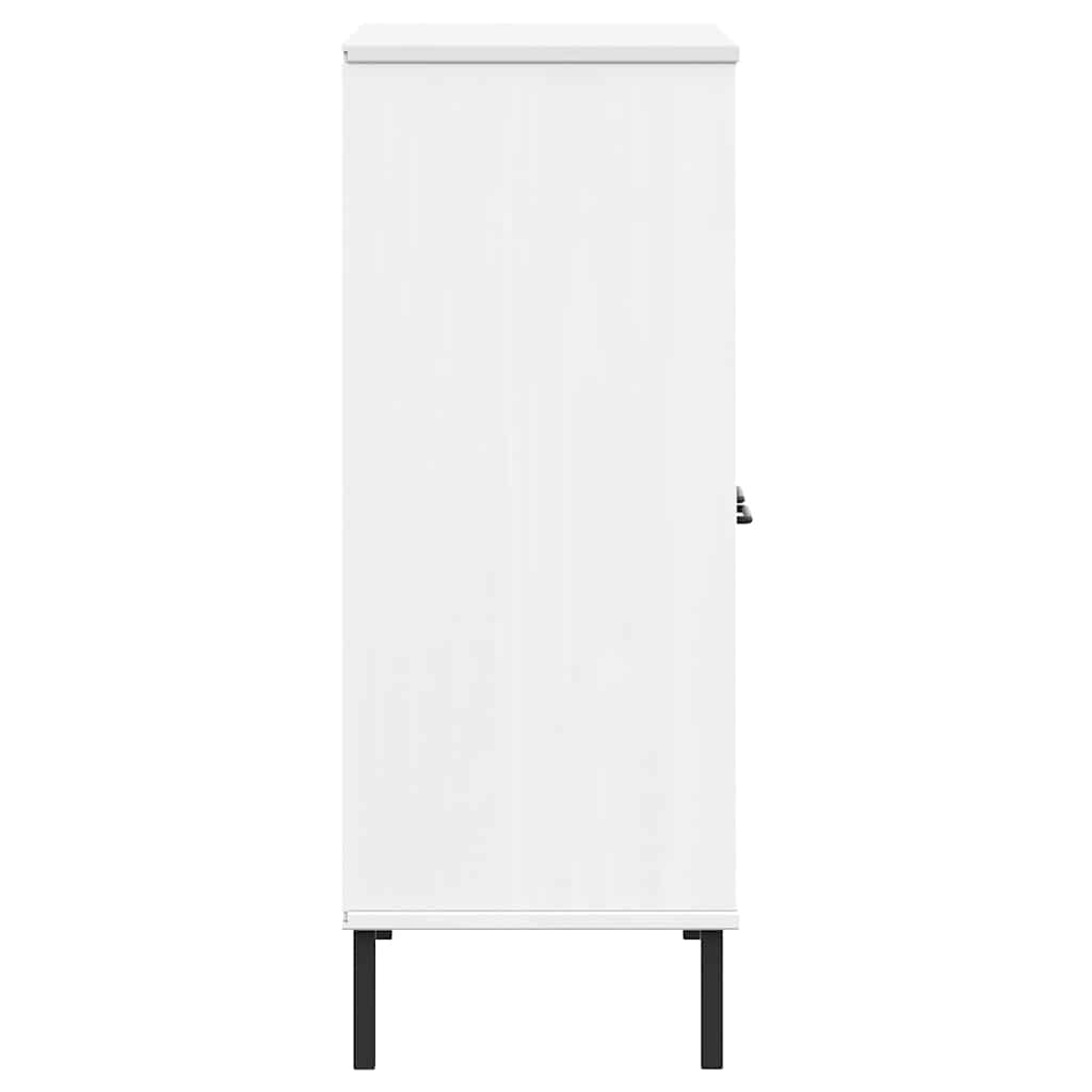 Βιβλιοθήκη OSLO Λευκή 90x35x90,5 εκ. Μασίφ Ξύλο με Μετ. Πόδια - Pakobazaar