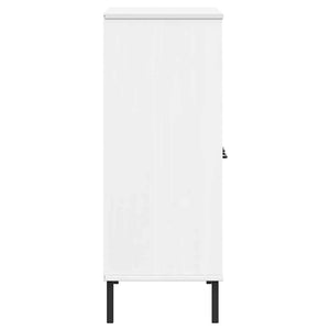 Βιβλιοθήκη OSLO Λευκή 90x35x90,5 εκ. Μασίφ Ξύλο με Μετ. Πόδια - Pakobazaar