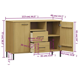 Μπουφές OSLO Καφέ 113x40x77 εκ. Μασίφ Ξύλο με Μεταλλικά Πόδια