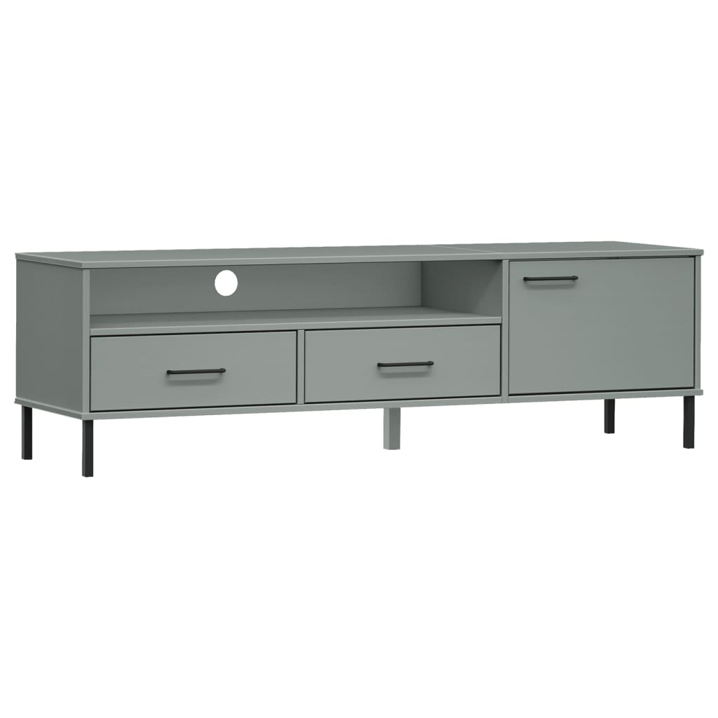 Έπιπλο Τηλεόρασης OSLO Γκρι Μασίφ Ξύλο Πεύκου με Μετ. Πόδια