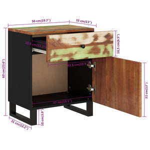 Κομοδίνο 50 x 33 x 60 εκ. Μασίφ Ανακυκλωμένο Ξύλο & Επεξ. Ξύλο