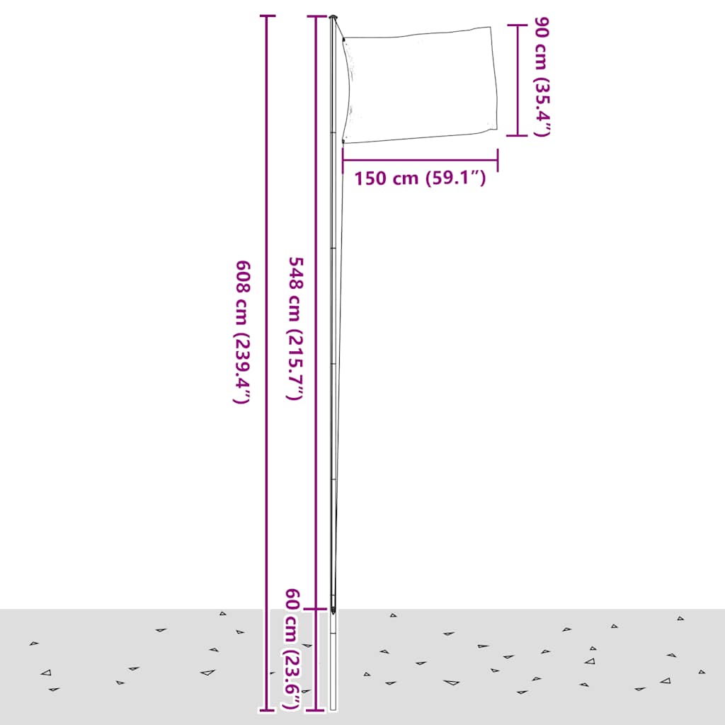 Ιστός Σημαίας Τμηματικός Ασημί 6,08 μ. από Αλουμίνιο - PAKOBAZAAR