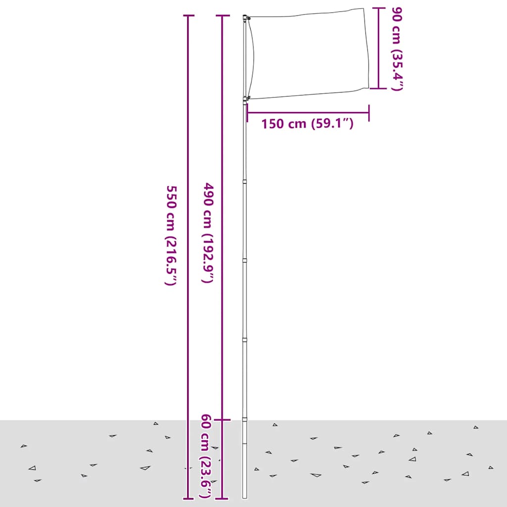 Ιστός Σημαίας Τηλεσκοπικός Ασημί 5,5 μ. από Αλουμίνιο - PAKOBAZAAR