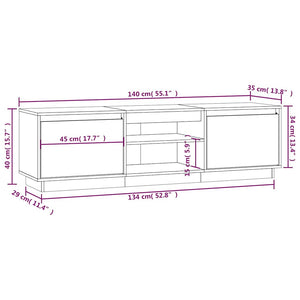 Έπιπλο Τηλεόρασης 140 x 35 x 40 εκ. από Μασίφ Ξύλο Πεύκου