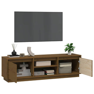 Έπιπλο Τηλεόρασης Καφέ Μελί 140x35x40 εκ. από Μασίφ Ξύλο Πεύκου