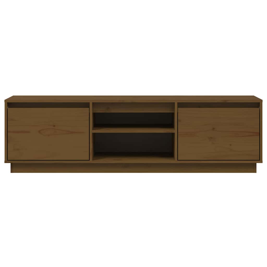 Έπιπλο Τηλεόρασης Καφέ Μελί 140x35x40 εκ. από Μασίφ Ξύλο Πεύκου