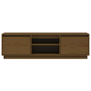 Έπιπλο Τηλεόρασης Καφέ Μελί 140x35x40 εκ. από Μασίφ Ξύλο Πεύκου
