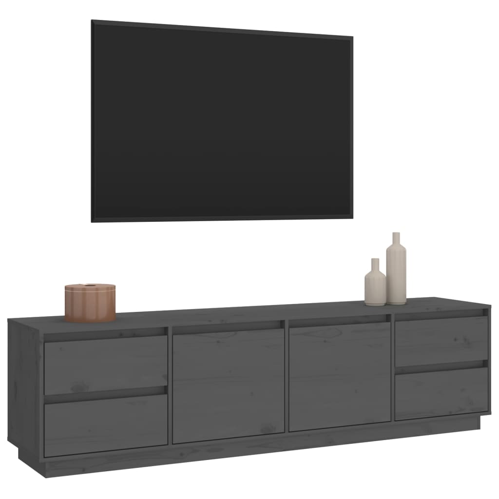 Έπιπλο Τηλεόρασης Γκρι 176x37x47,5 εκ. από Μασίφ Ξύλο Πεύκου