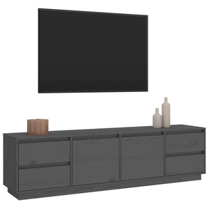 Έπιπλο Τηλεόρασης Γκρι 176x37x47,5 εκ. από Μασίφ Ξύλο Πεύκου