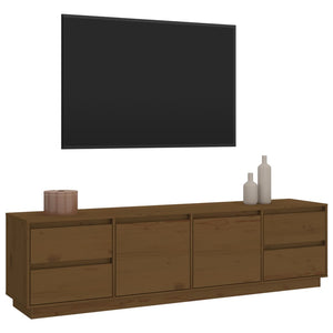Έπιπλο Τηλεόρασης Καφέ Μελί 176x37x47,5εκ από Μασίφ Ξύλο Πεύκου