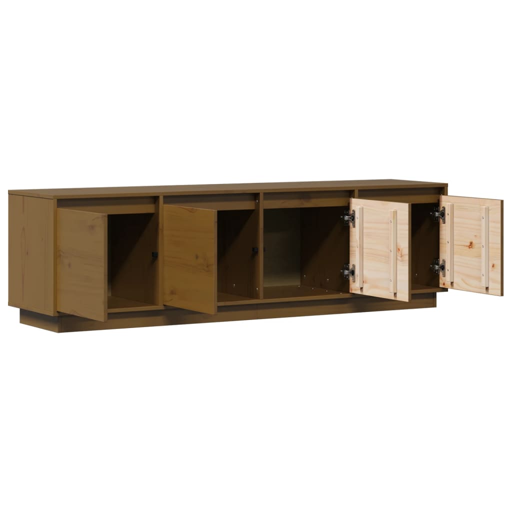 Έπιπλο Τηλεόρασης Καφέ Μελί 156x37x45 εκ. από Μασίφ Ξύλο Πεύκου