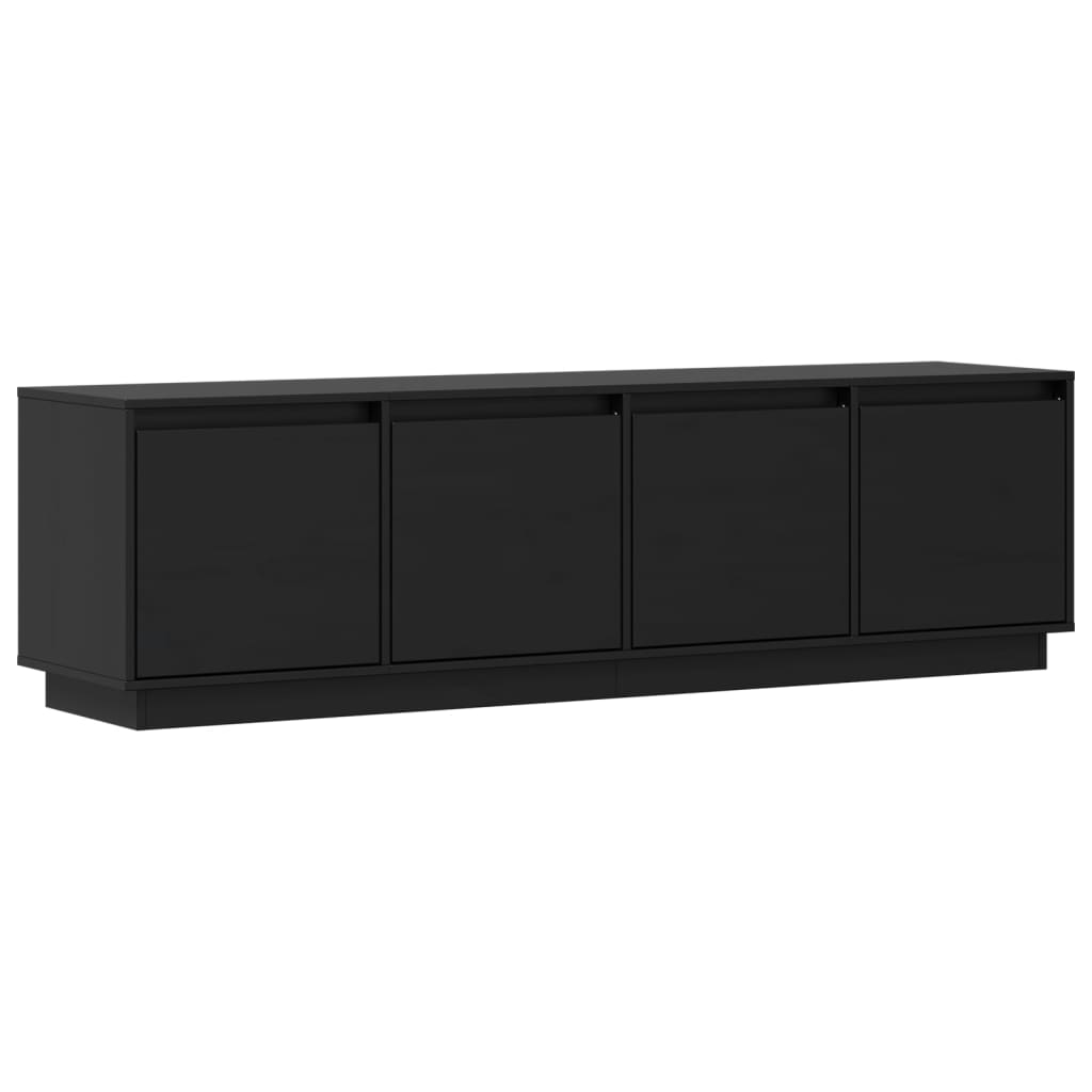 Έπιπλο Τηλεόρασης Μαύρο 156x37x45 εκ. από Μασίφ Ξύλο Πεύκου