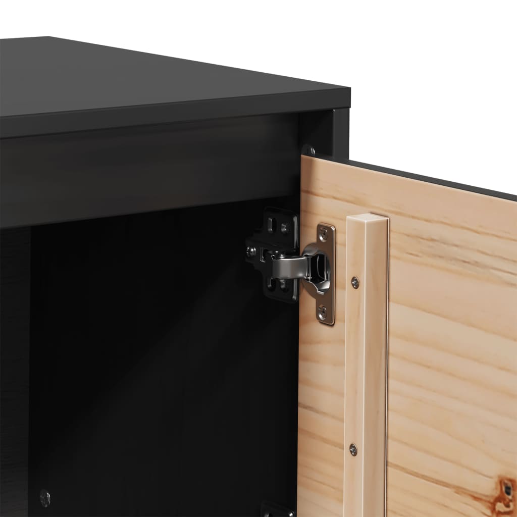 Έπιπλο Τηλεόρασης Μαύρο 156x37x45 εκ. από Μασίφ Ξύλο Πεύκου