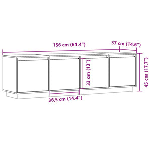 Έπιπλο Τηλεόρασης Μαύρο 156x37x45 εκ. από Μασίφ Ξύλο Πεύκου
