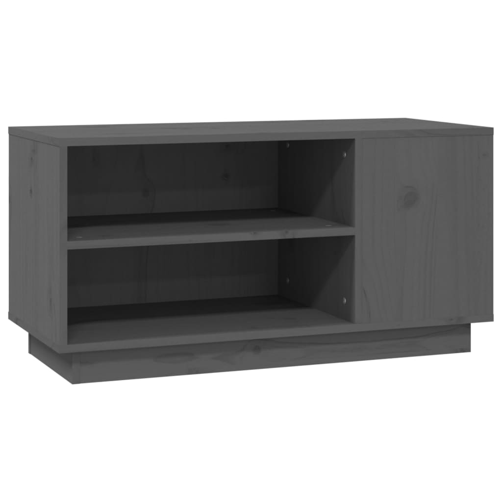 Έπιπλο Τηλεόρασης Γκρι 80x35x40,5 εκ. από Μασίφ Ξύλο Πεύκου