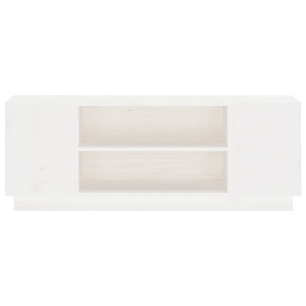 Έπιπλο Τηλεόρασης Λευκό 110x35x40,5 εκ. από Μασίφ Ξύλο Πεύκου - Pakobazaar
