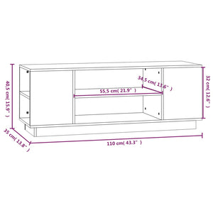 Έπιπλο Τηλεόρασης Λευκό 110x35x40,5 εκ. από Μασίφ Ξύλο Πεύκου - Pakobazaar