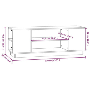 Έπιπλο Τηλεόρασης Καφέ Μελί 110x35x40,5εκ από Μασίφ Ξύλο Πεύκου