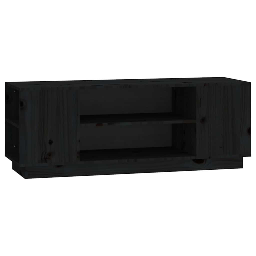 Έπιπλο Τηλεόρασης Μαύρο 110x35x40,5 εκ. από Μασίφ Ξύλο Πεύκου
