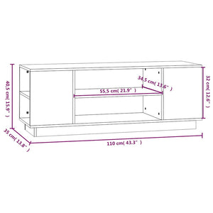 Έπιπλο Τηλεόρασης Μαύρο 110x35x40,5 εκ. από Μασίφ Ξύλο Πεύκου