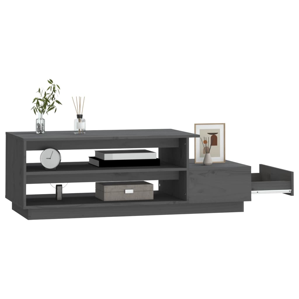 Τραπεζάκι Σαλονιού Γκρι 100x50x40,5 εκ. από Μασίφ Ξύλο Πεύκου