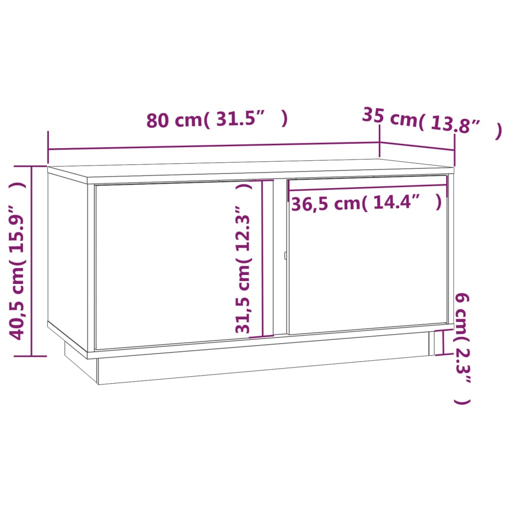 Έπιπλο Τηλεόρασης 80 x 35 x 40,5 εκ. από Μασίφ Ξύλο Πεύκου - Pakobazaar
