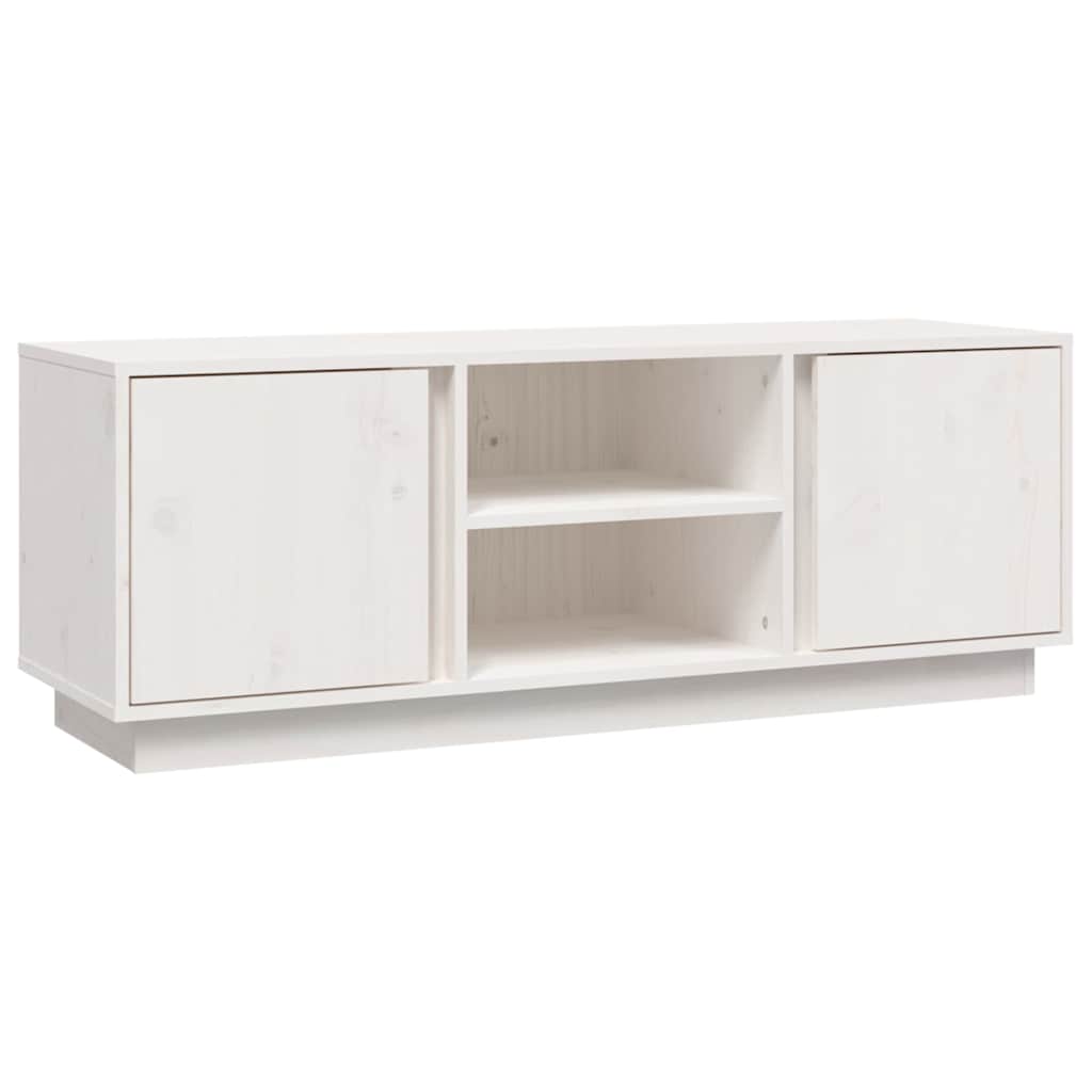Έπιπλο Τηλεόρασης Λευκό 110x35x40,5 εκ. από Μασίφ Ξύλο Πεύκου