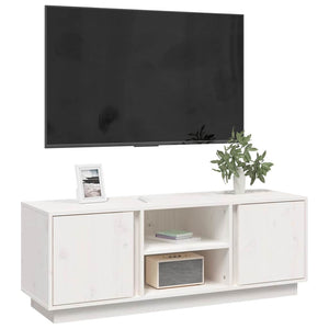 Έπιπλο Τηλεόρασης Λευκό 110x35x40,5 εκ. από Μασίφ Ξύλο Πεύκου