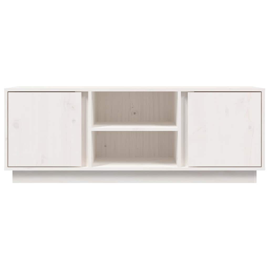 Έπιπλο Τηλεόρασης Λευκό 110x35x40,5 εκ. από Μασίφ Ξύλο Πεύκου
