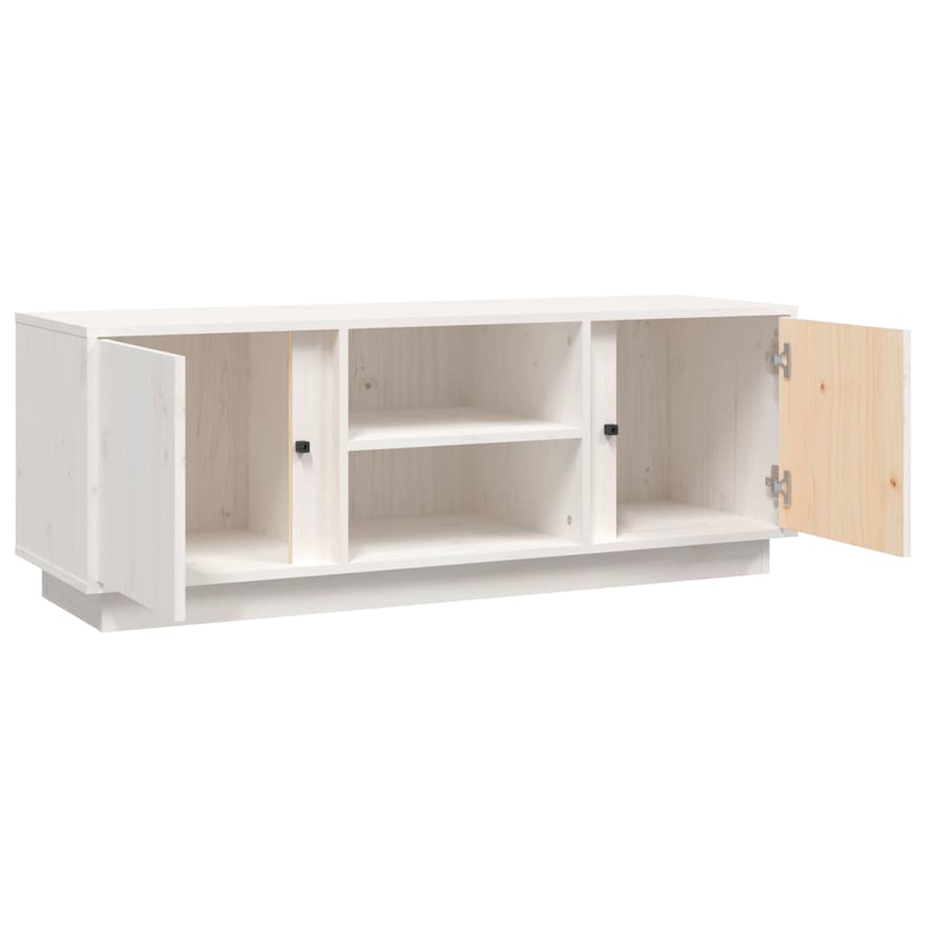 Έπιπλο Τηλεόρασης Λευκό 110x35x40,5 εκ. από Μασίφ Ξύλο Πεύκου