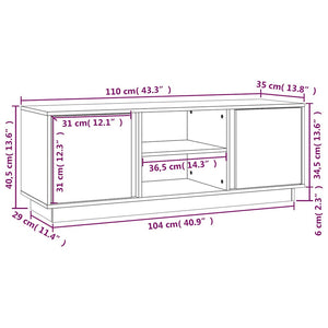Έπιπλο Τηλεόρασης Λευκό 110x35x40,5 εκ. από Μασίφ Ξύλο Πεύκου