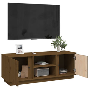 Έπιπλο Τηλεόρασης Καφέ Μελί 110x35x40,5εκ από Μασίφ Ξύλο Πεύκου