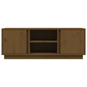 Έπιπλο Τηλεόρασης Καφέ Μελί 110x35x40,5εκ από Μασίφ Ξύλο Πεύκου
