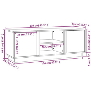 Έπιπλο Τηλεόρασης Καφέ Μελί 110x35x40,5εκ από Μασίφ Ξύλο Πεύκου