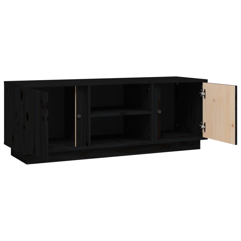 Έπιπλο Τηλεόρασης Μαύρο 110x35x40,5 εκ. από Μασίφ Ξύλο Πεύκου - Pakobazaar