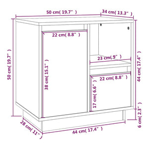 Κομοδίνα 2 τεμ. Λευκά 50 x 34 x 50 εκ. από Μασίφ Ξύλο Πεύκου