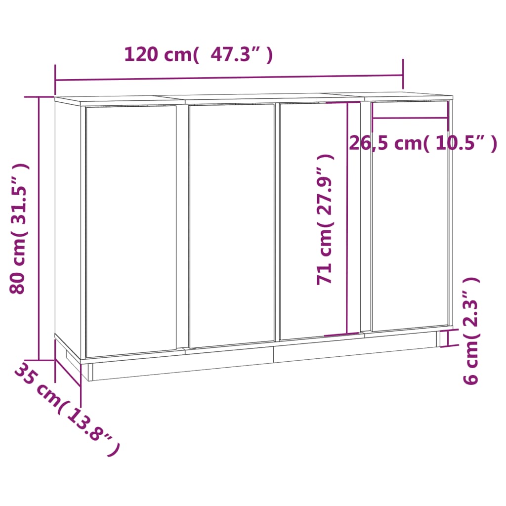 Ντουλάπι Καφέ Μελί 120x35x80 εκ. από Μασίφ Ξύλο Πεύκου