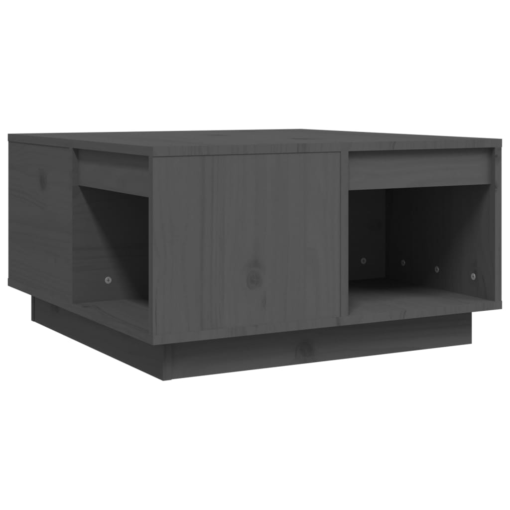 Τραπεζάκι Σαλονιού Γκρι 60x61x32,5 εκ. από Μασίφ Ξύλο Πεύκου