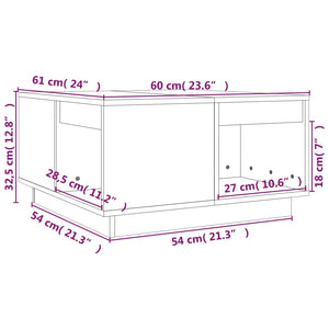 Τραπεζάκι Σαλονιού Καφέ Μελί 60x61x32,5 εκ. Μασίφ Ξύλο Πεύκου