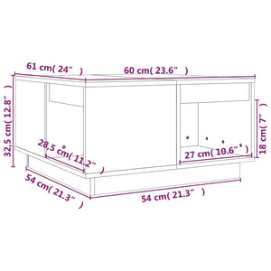 Τραπεζάκι Σαλονιού Μαύρος 60x61x32,5 εκ. από Μασίφ Ξύλο Πεύκου
