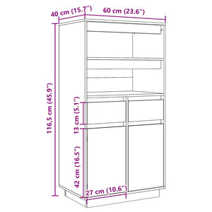 Ντουλάπι 60 x 40 x 116,5 εκ. από Μασίφ Ξύλο Πεύκου - Pakobazaar