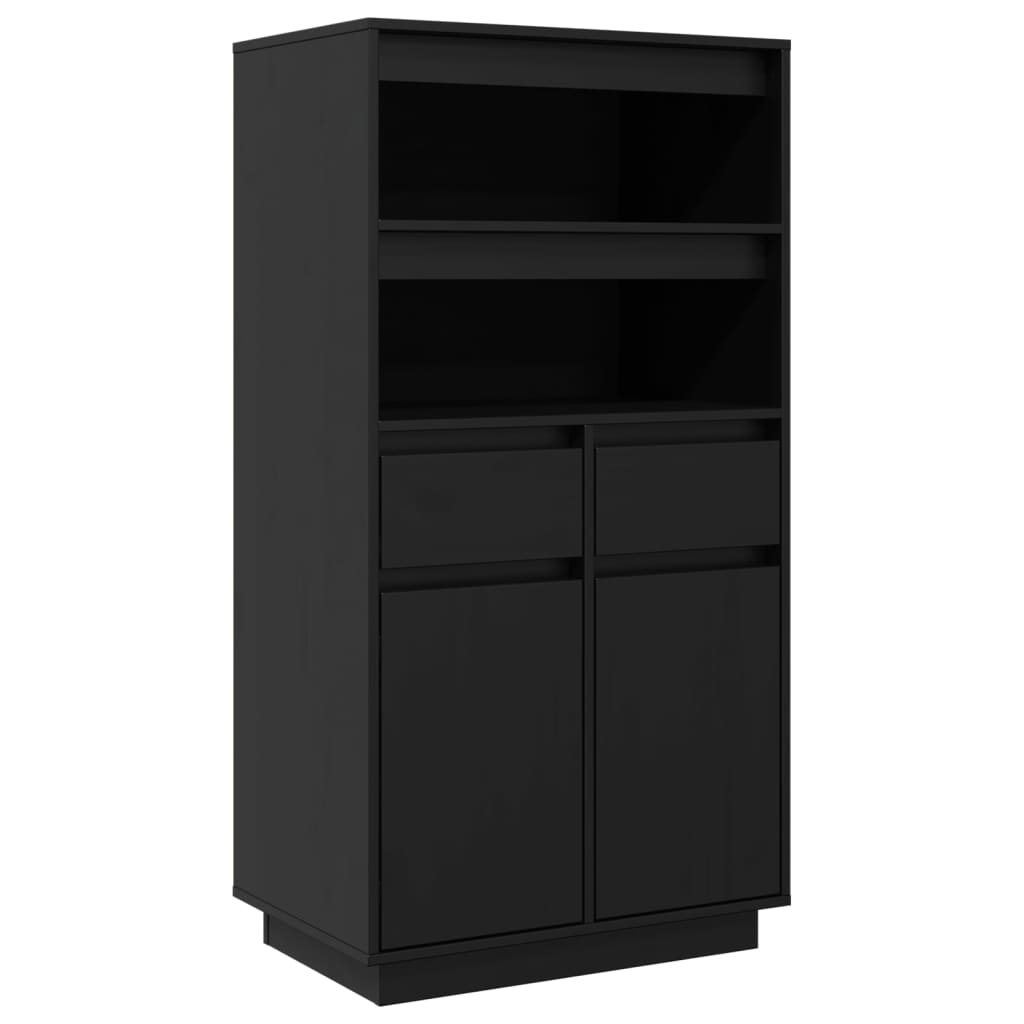 Ντουλάπι Ψηλό Μαύρο 60x40x116,5 εκ. από Μασίφ Ξύλο Πεύκου - Pakobazaar