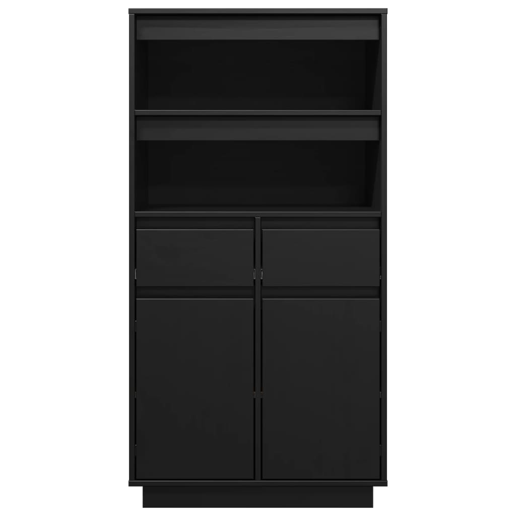 Ντουλάπι Ψηλό Μαύρο 60x40x116,5 εκ. από Μασίφ Ξύλο Πεύκου - Pakobazaar