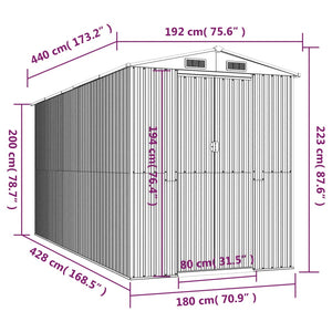 Αποθήκη Κήπου Πράσινη 192x440x223 εκ. Γαλβανισμένο Ατσάλι