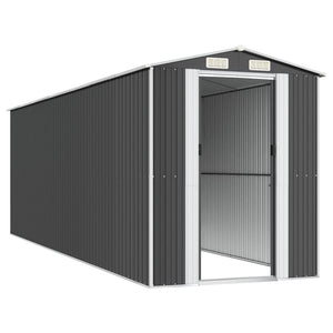 Αποθήκη Κήπου Ανθρακί 192x606x223 εκ. Γαλβανισμένο Ατσάλι - Pakobazaar