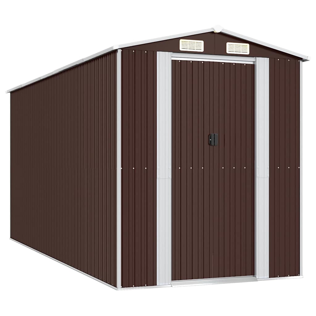 Αποθήκη Κήπου Σκούρο καφέ 192x440x223 εκ. Γαλβανισμένο Ατσάλι
